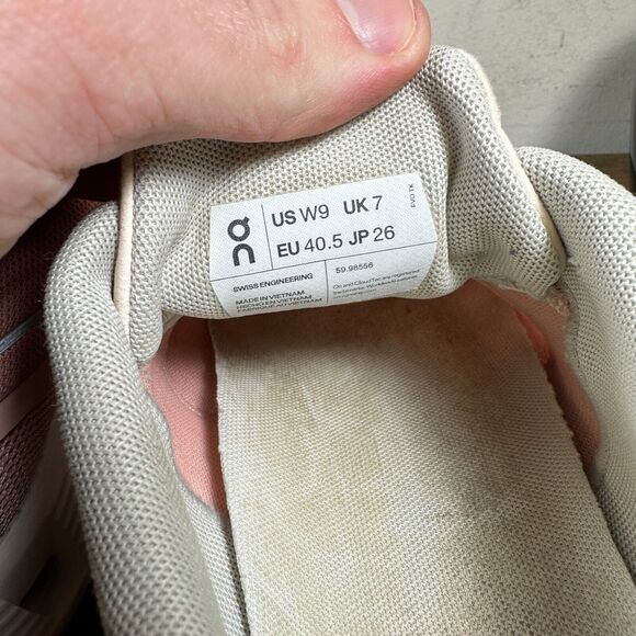 On Running Women's Athletic Shoes in Pink and White - Picture 8 of 9